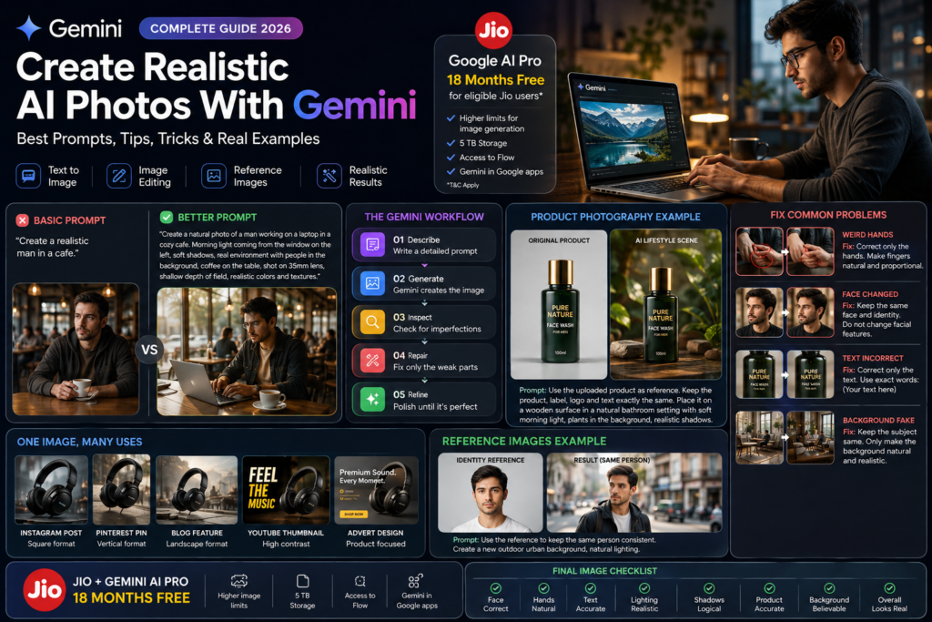 How to Create Realistic AI Photos With Gemini: Best Prompts, Tips & Tricks for 2026