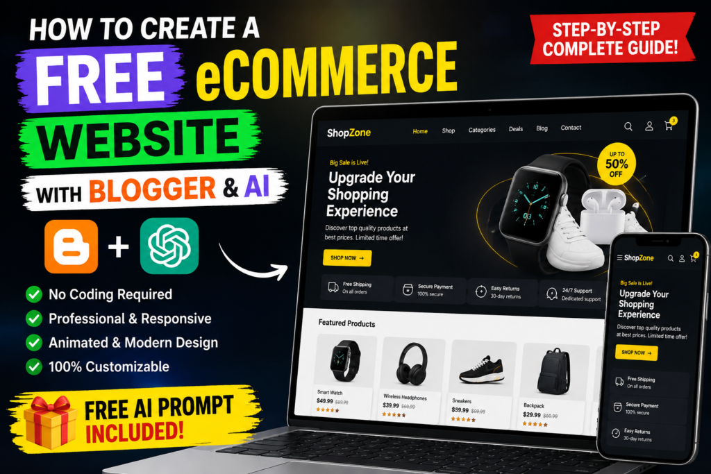 Free eCommerce Website with Blogger & AI | Complete Guide