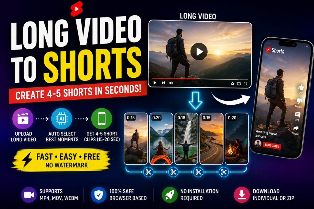 Long Video to Shorts Converter – Create 4 or 5 Shorts Online